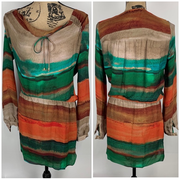 Haute Hippie Silk Boho Festival Dip Dye Mini Dress XS - Picture 1 of 8